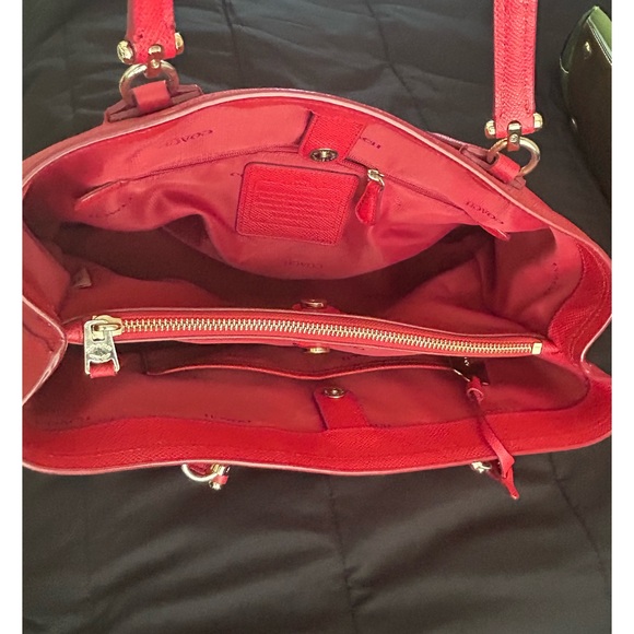 Coach Red Leather Tote Bag - Picture 5 of 9